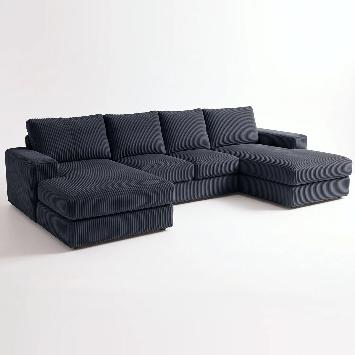 Three-Piece Double Chaise Sectional - Mini Minky Midnight - studio photo on white #vera_main