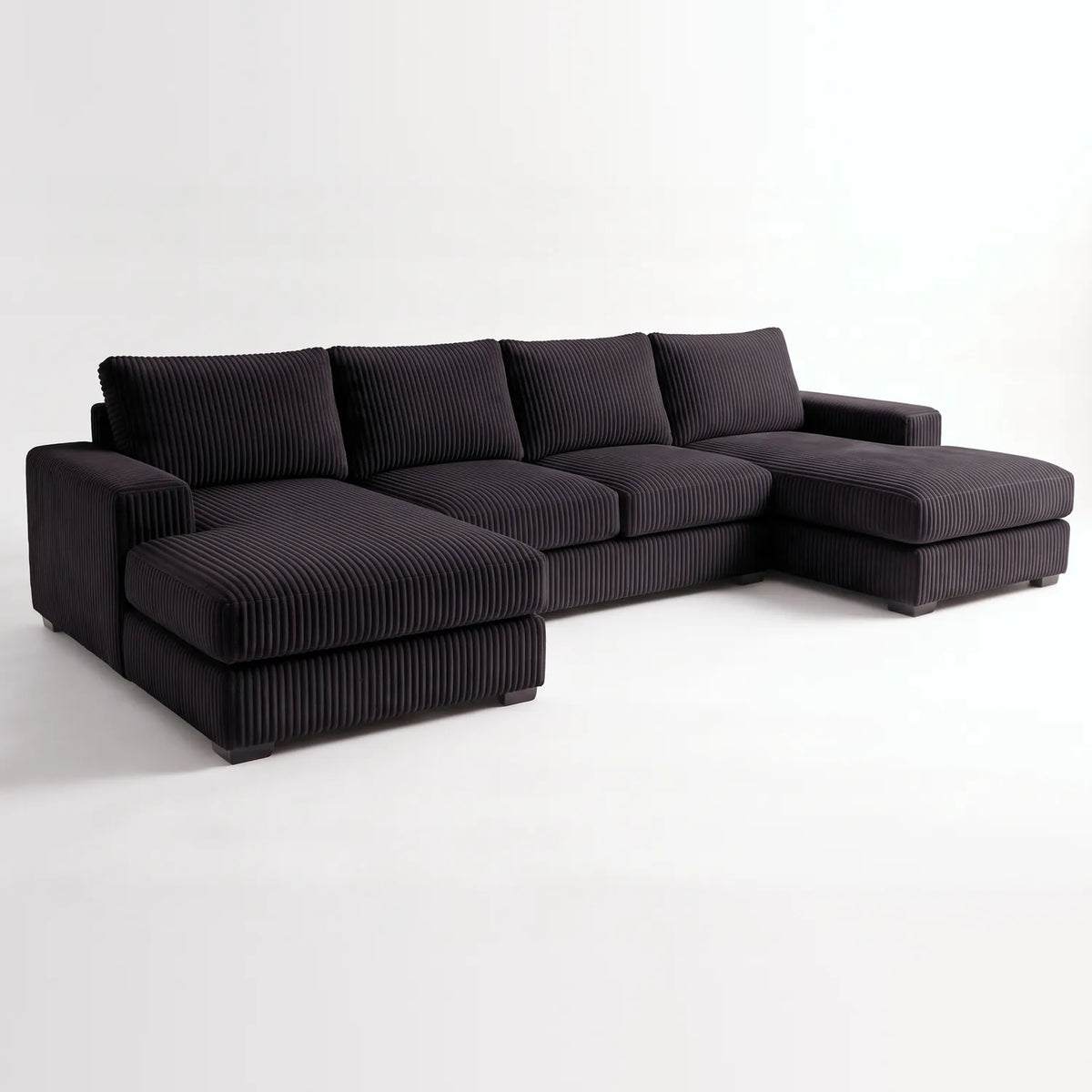 Three-Piece Double Chaise Sectional - Mini Minky Onyx Oversized - studio photo on white #vera_main