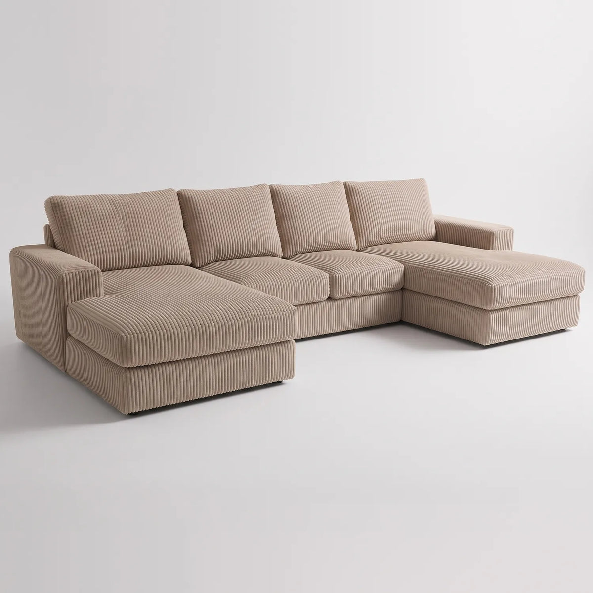 Three-Piece Double Chaise Sectional - Mini Minky Toast - studio photo on white #vera_main