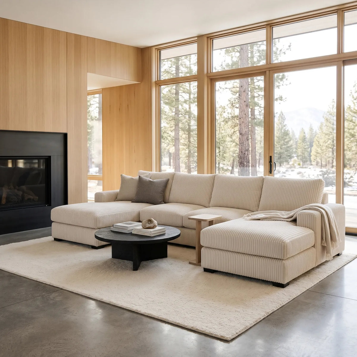 Three-Piece Double Chaise Sectional - Mini Minky White Oversized - hero