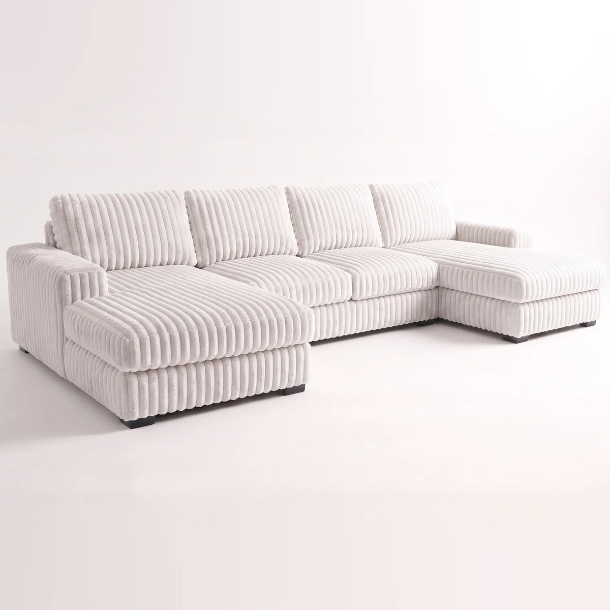 Three-Piece Double Chaise Sectional - Minky White Oversized - studio photo on white #vera_main