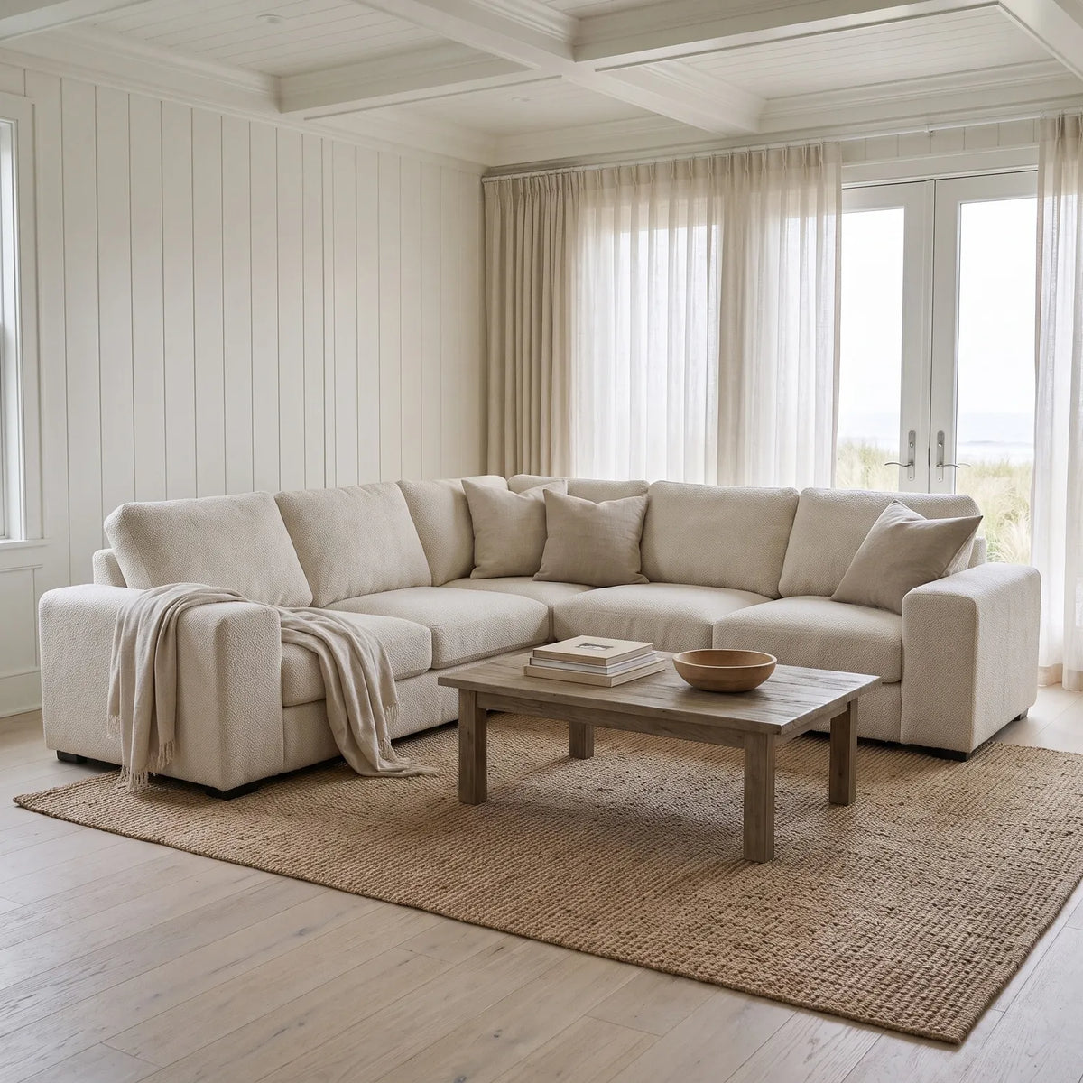Three-Piece L-Shaped Sectional - Cuddle Bone Oversized
