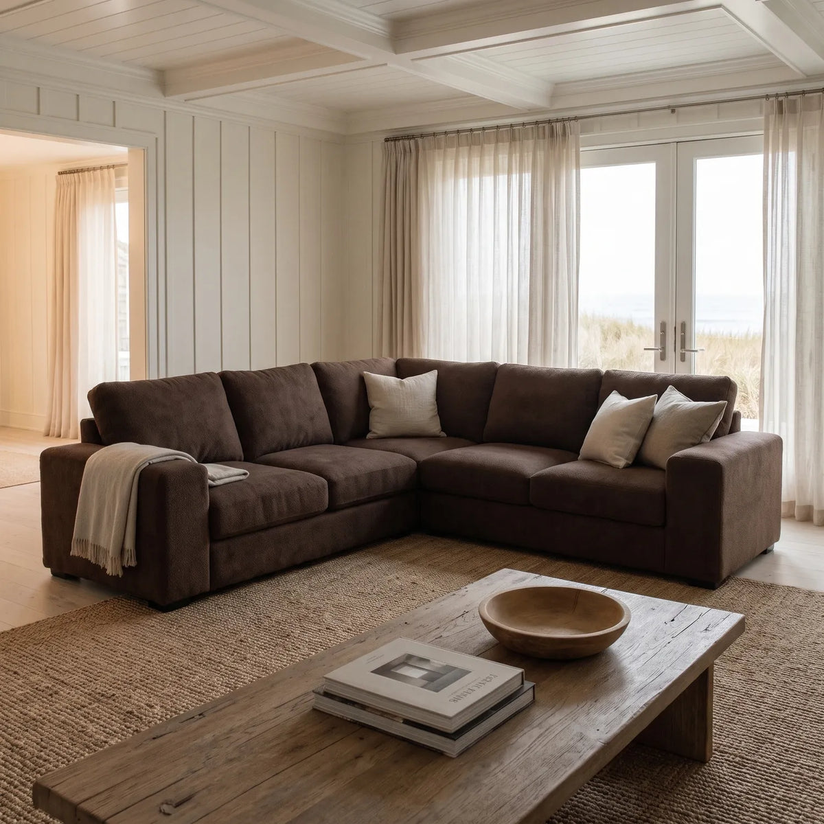 Three-Piece L-Shaped Sectional - Cuddle Chocolate - hero
