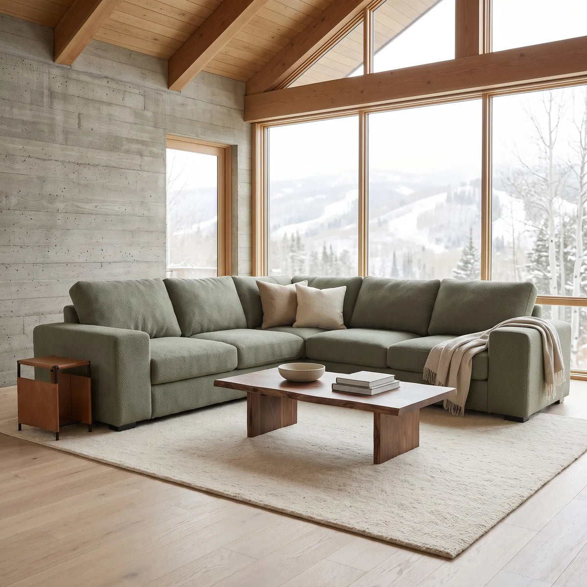 Three-Piece L-Shaped Sectional - Cuddle Moss Oversized
