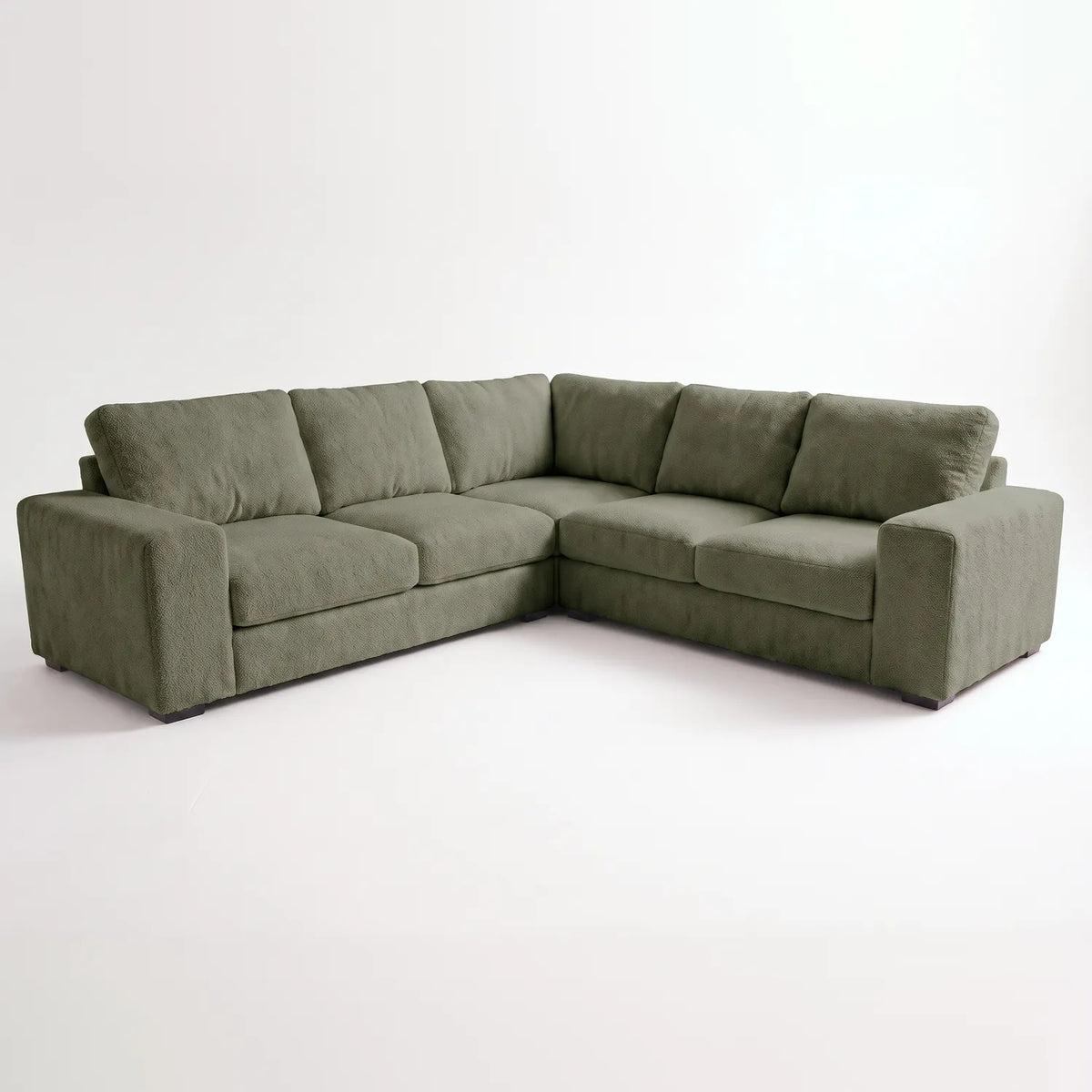 Three-Piece L-Shaped Sectional - Cuddle Moss - studio photo on white #vera_main