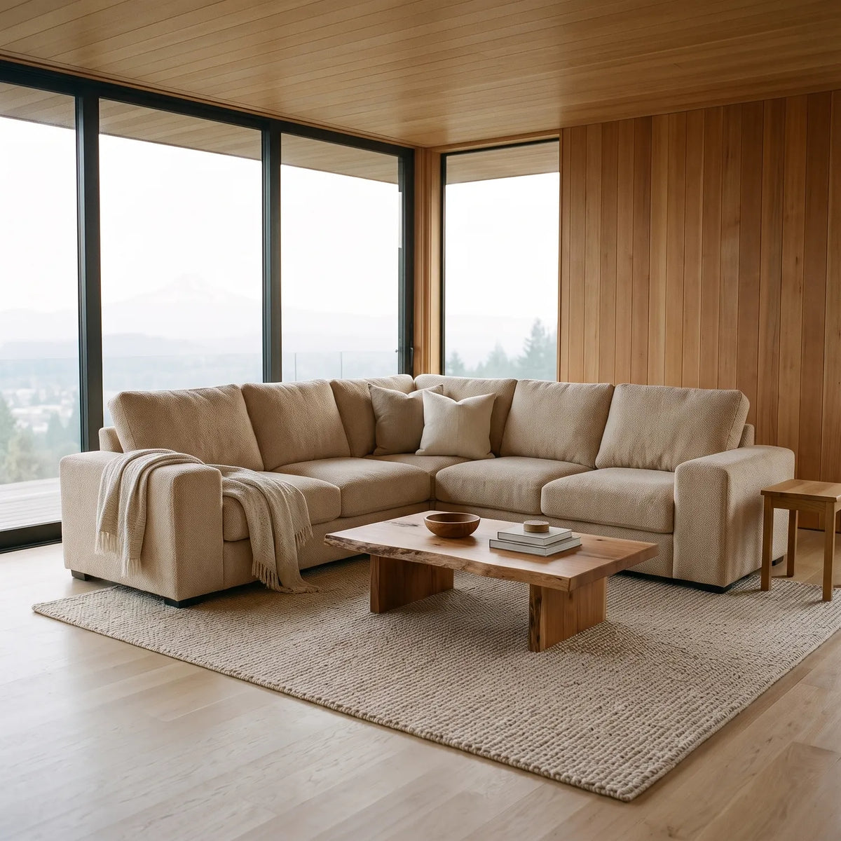Three-Piece L-Shaped Sectional - Cuddle Natural
