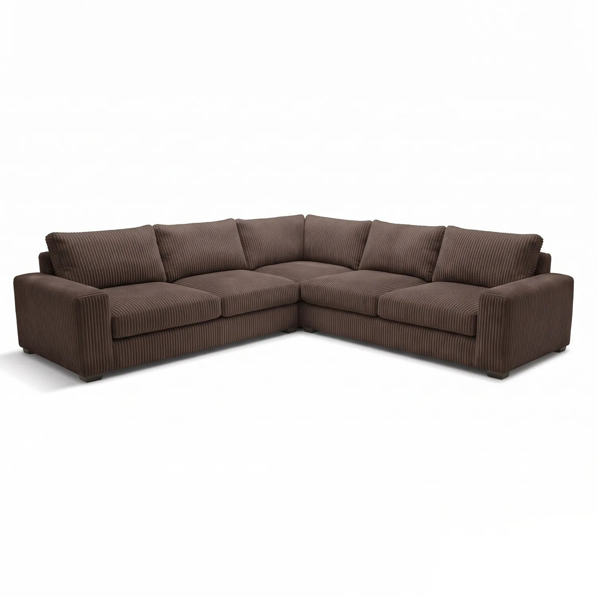 Three-Piece L-Shaped Sectional - Mini Minky Chocolate Oversized - studio photo on white #vera_main