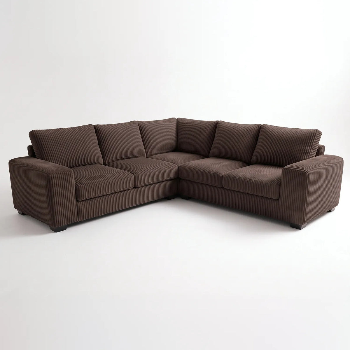 Three-Piece L-Shaped Sectional - Mini Minky Chocolate - studio photo on white #vera_main