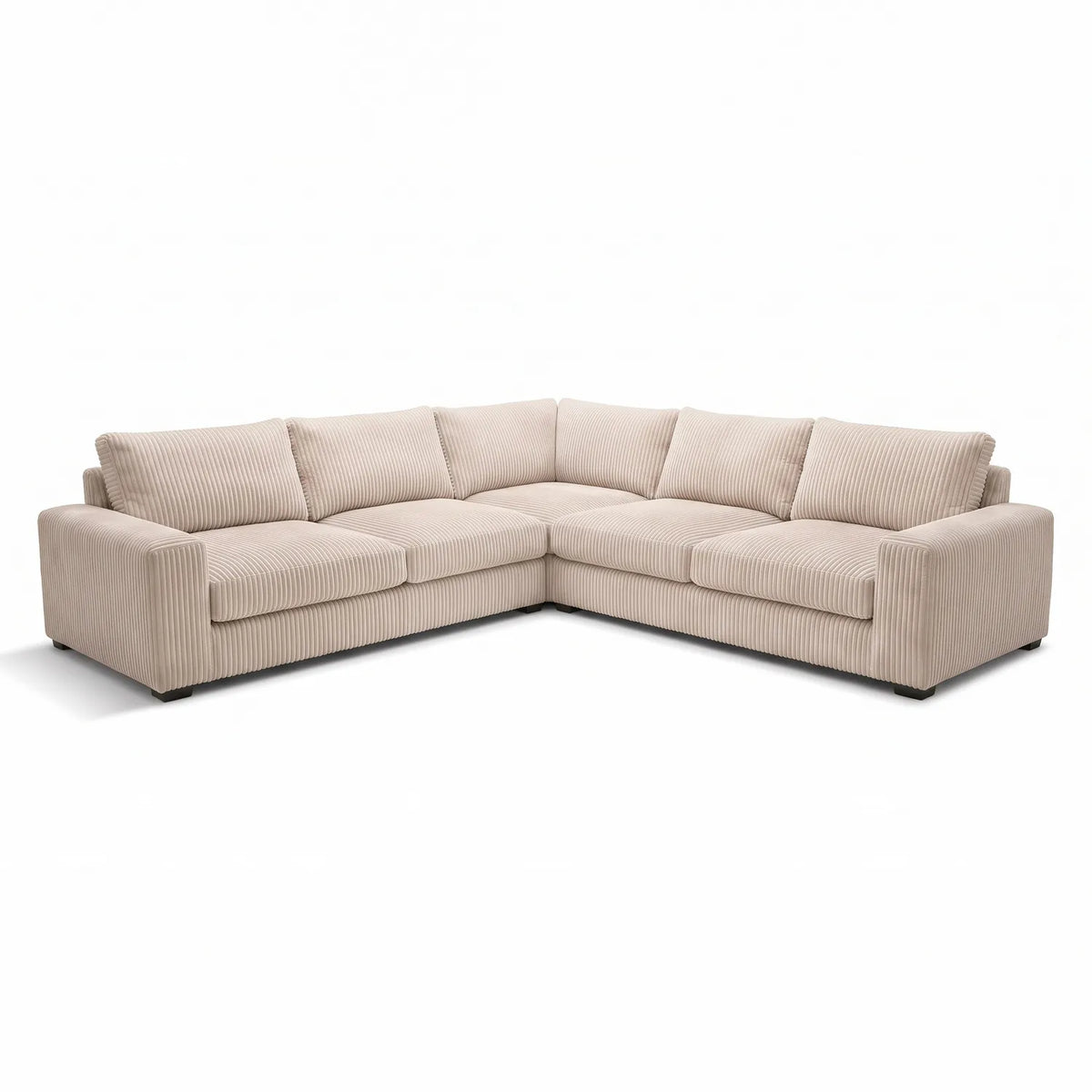 Three-Piece L-Shaped Sectional - Mini Minky Cream Oversized - studio photo on white #vera_main