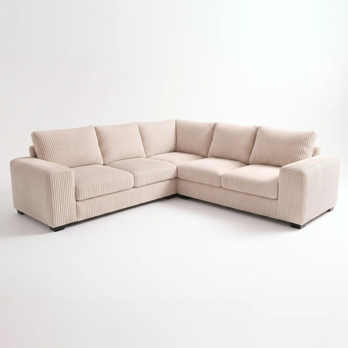 Three-Piece L-Shaped Sectional - Mini Minky Cream - studio photo on white #vera_main
