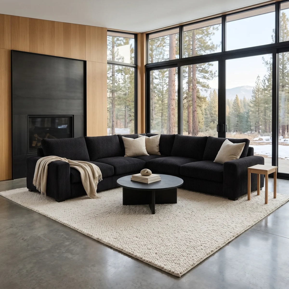 Three-Piece L-Shaped Sectional - Mini Minky Onyx Oversized - hero