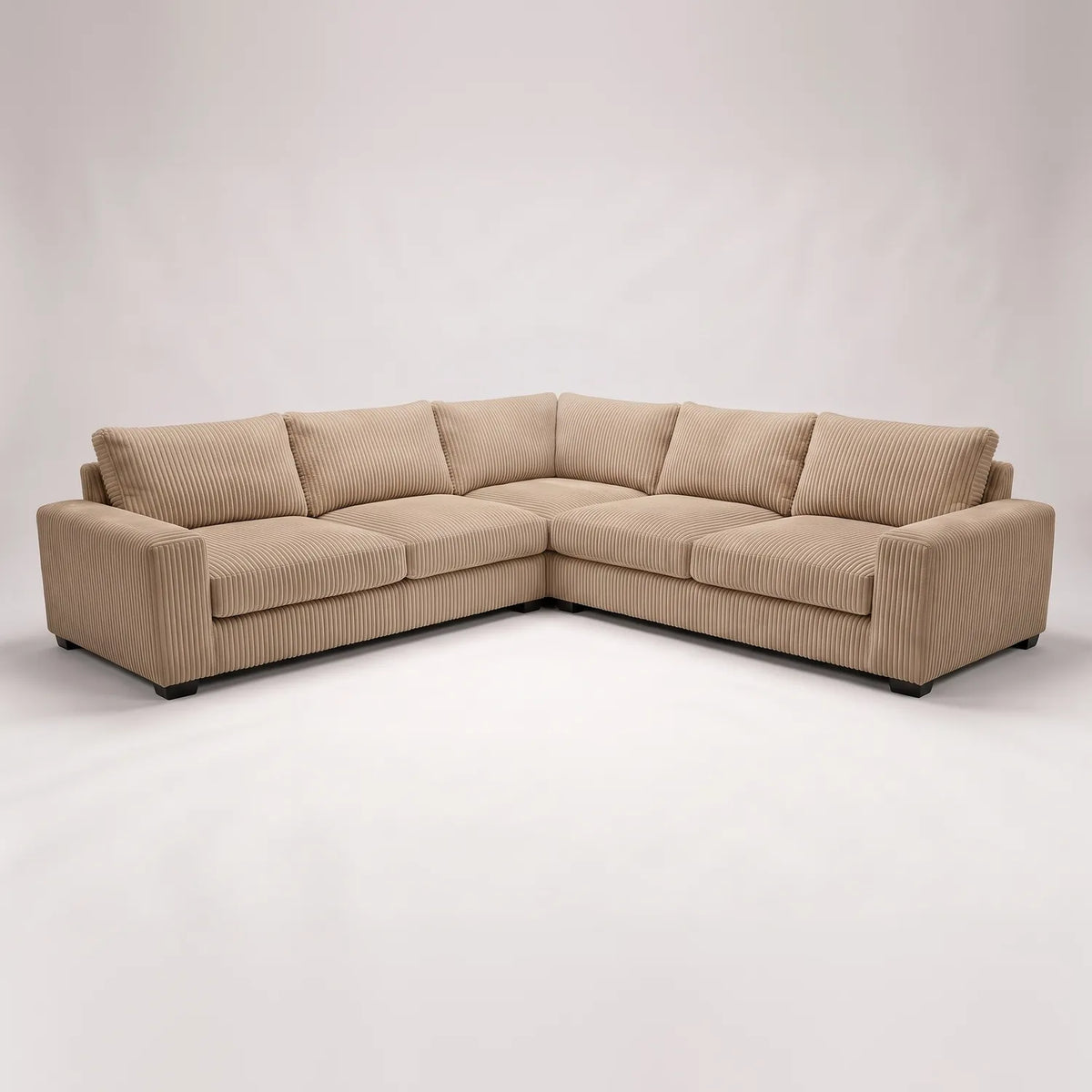 Three-Piece L-Shaped Sectional - Mini Minky Toast Oversized - studio photo on white #vera_main