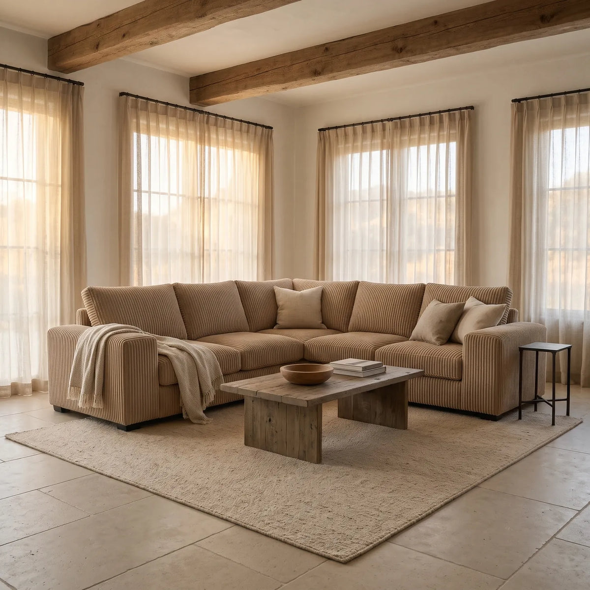 Three-Piece L-Shaped Sectional - Mini Minky Toast - hero