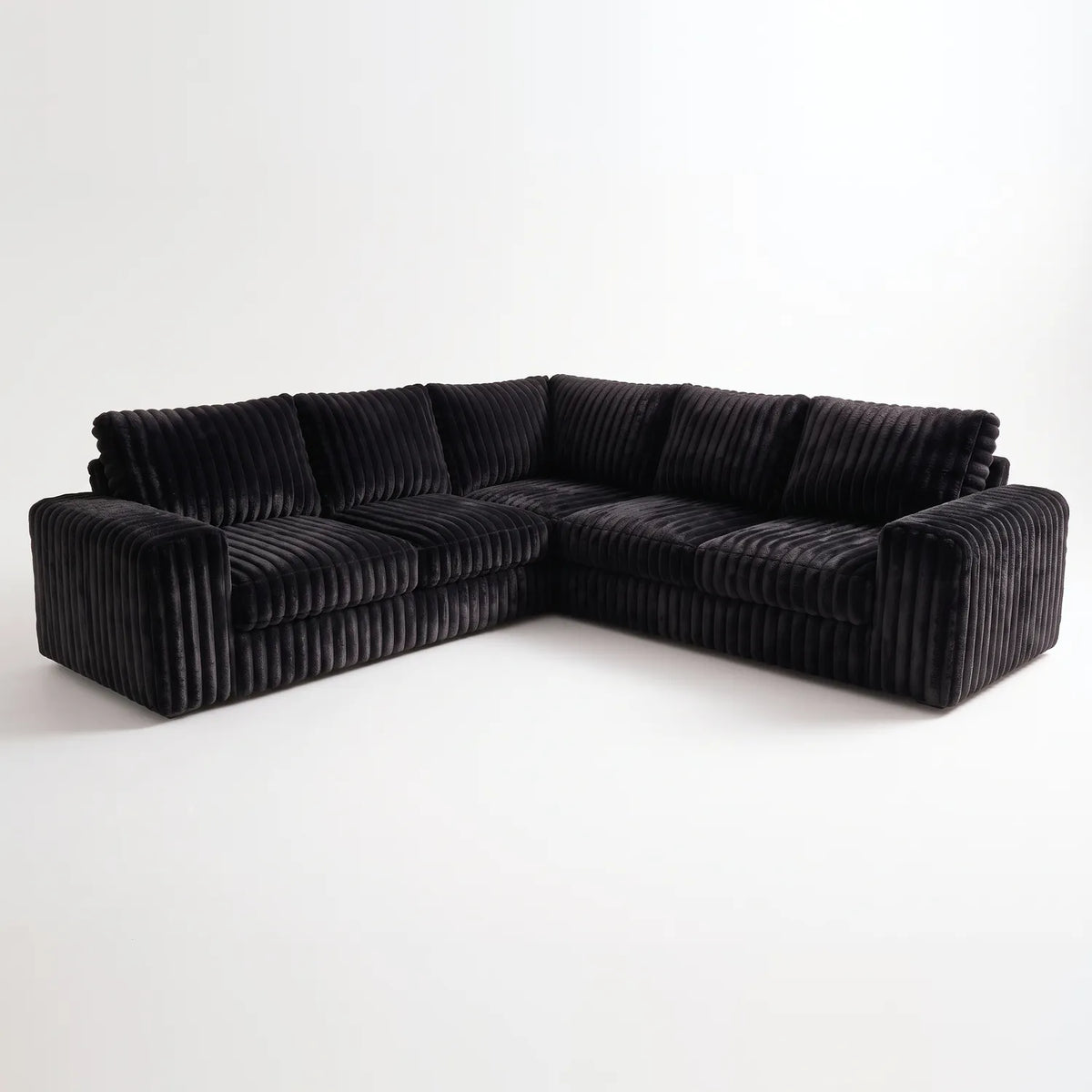 Three-Piece L-Shaped Sectional - Minky Black - studio photo on white #vera_main