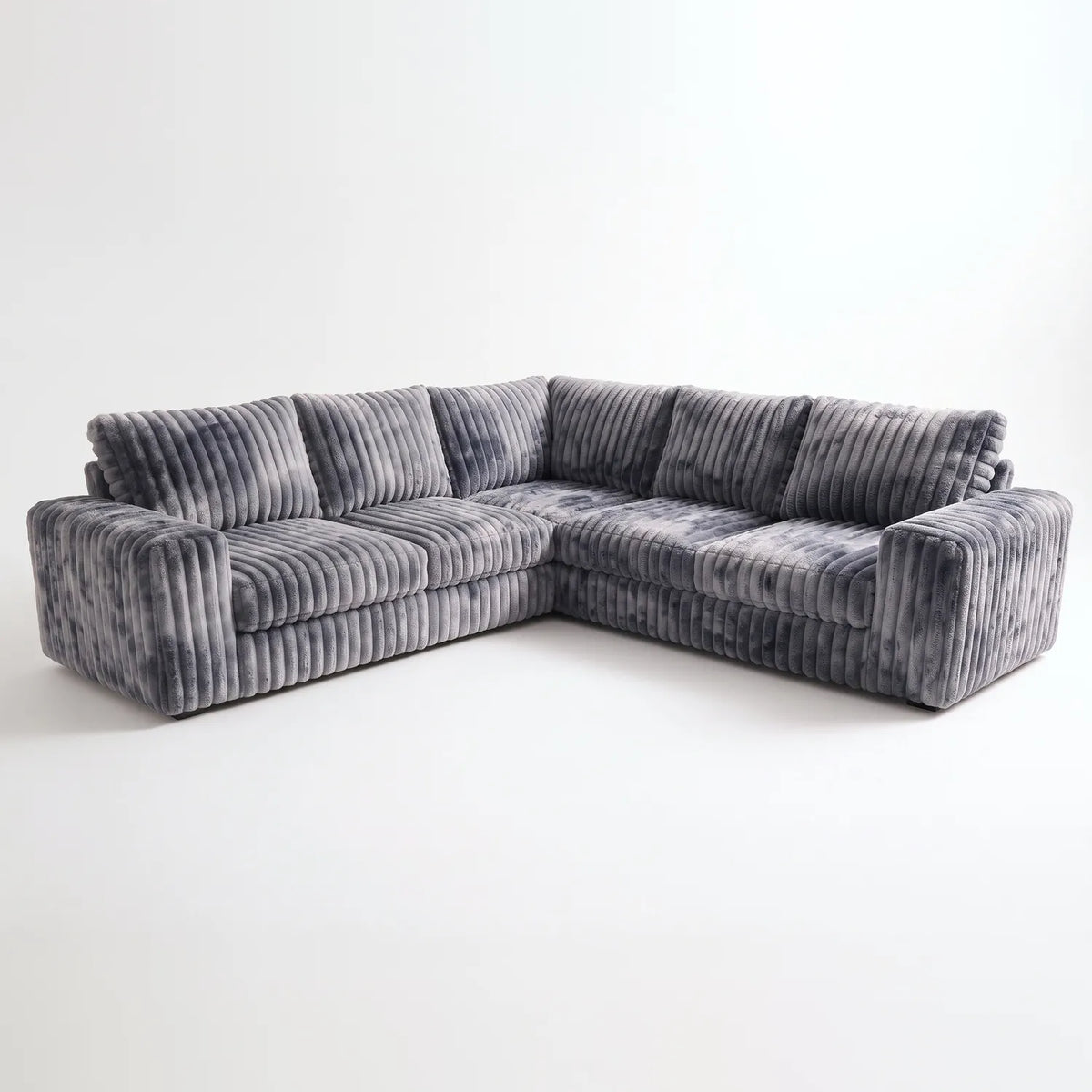 Three-Piece L-Shaped Sectional - Minky Charcoal - studio photo on white #vera_main