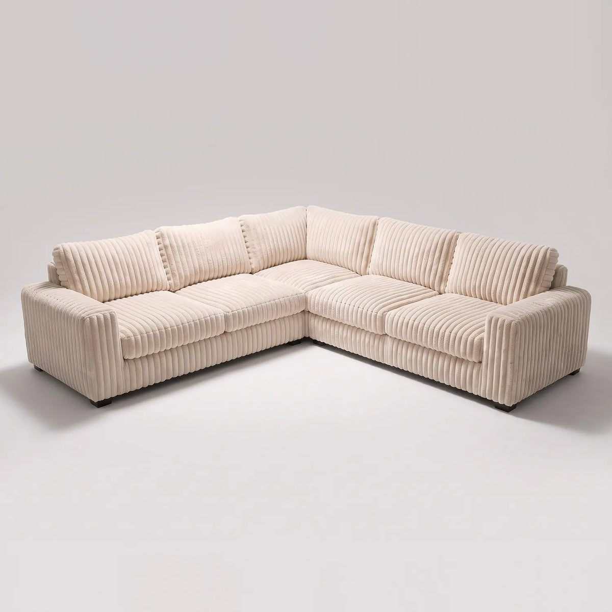 Three-Piece L-Shaped Sectional - Minky Cream Oversized - studio photo on white #vera_main
