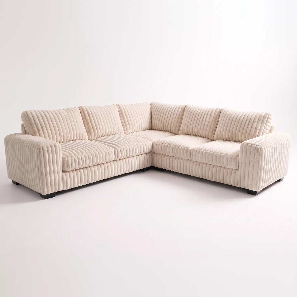 Three-Piece L-Shaped Sectional - Minky Cream - studio photo on white #vera_main