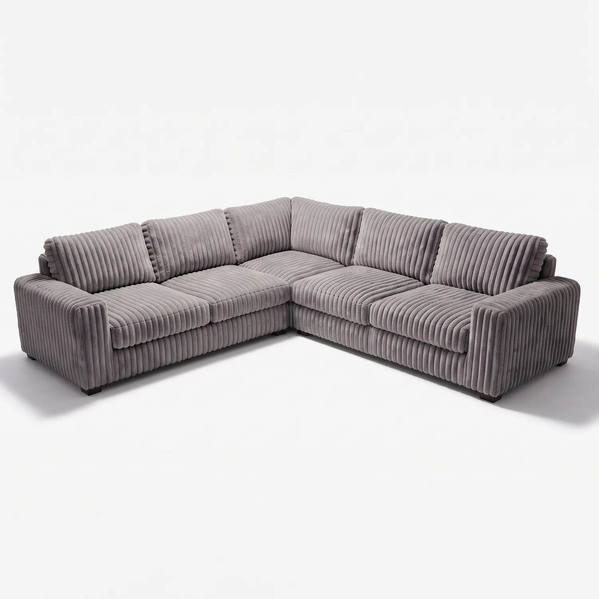 Three-Piece L-Shaped Sectional - Minky Grey Oversized - studio photo on white #vera_main