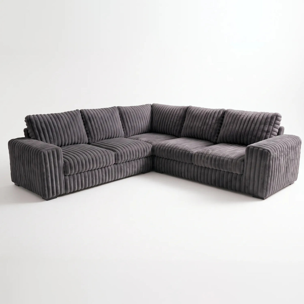 Three-Piece L-Shaped Sectional - Minky Grey - studio photo on white #vera_main