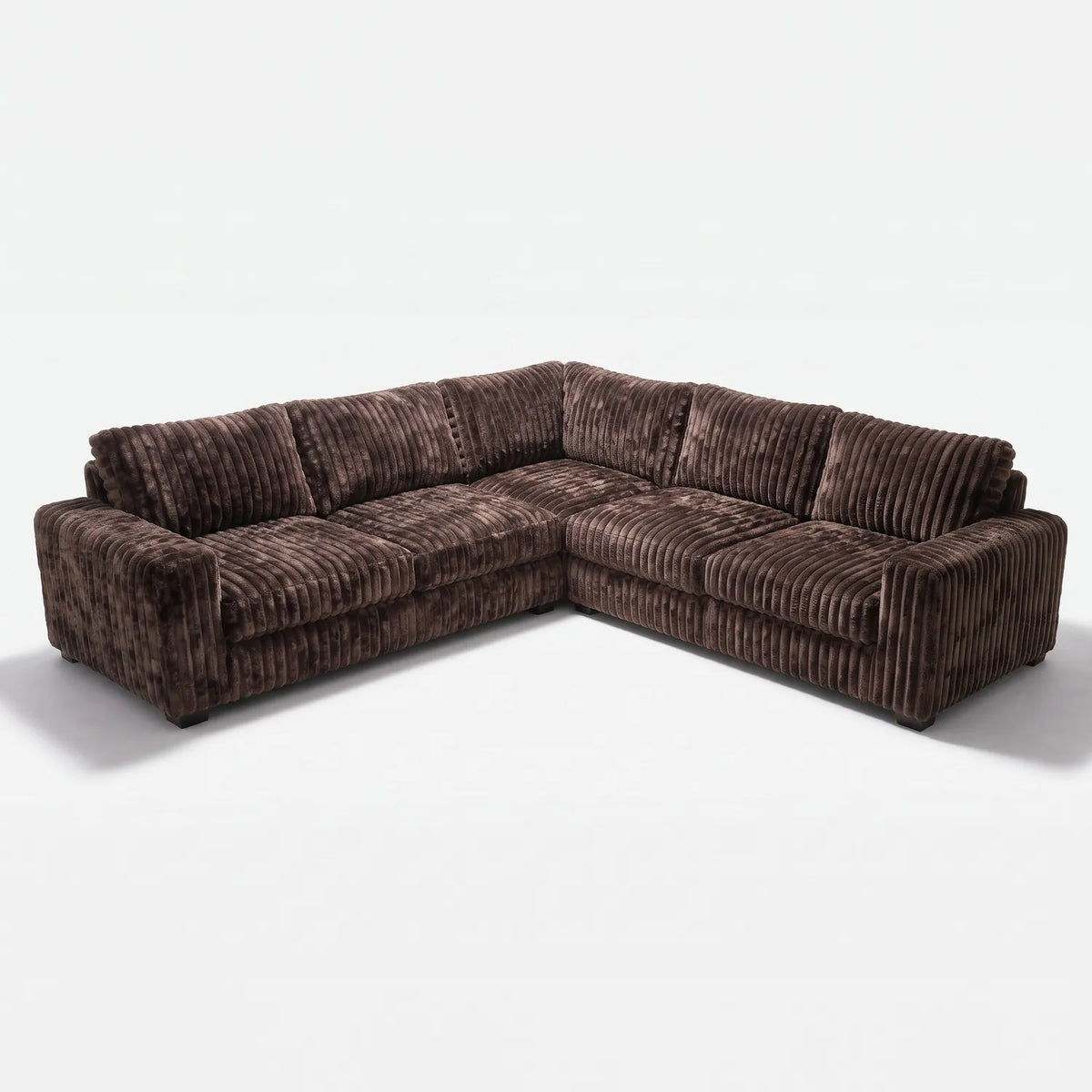 Three-Piece L-Shaped Sectional - Minky Mocha Oversized - studio photo on white #vera_main