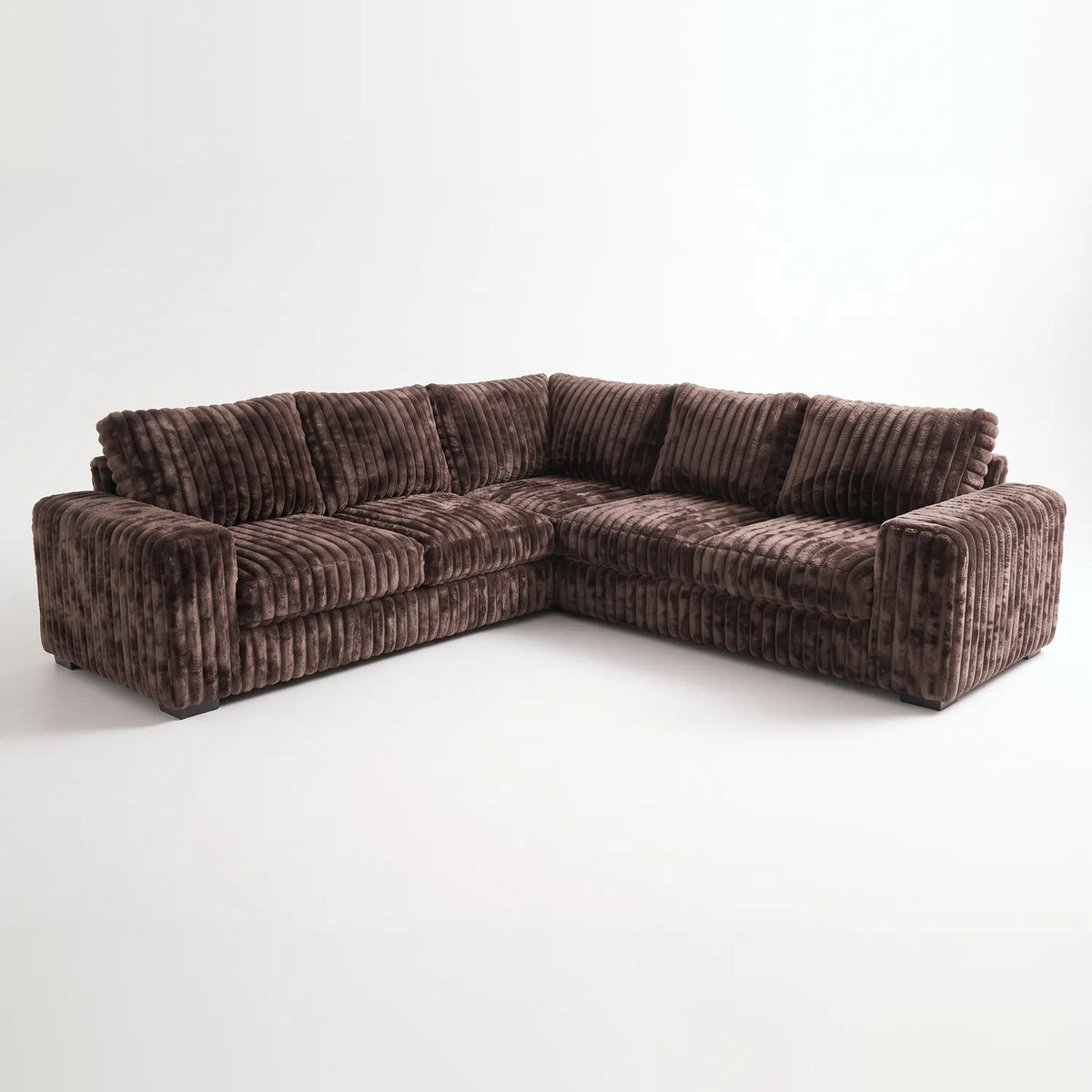 Three-Piece L-Shaped Sectional - Minky Mocha - studio photo on white #vera_main