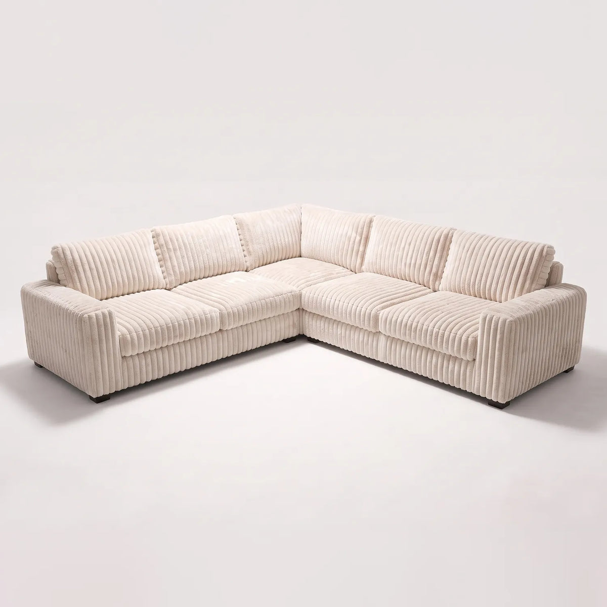 Three-Piece L-Shaped Sectional - Minky Sand Oversized - studio photo on white #vera_main