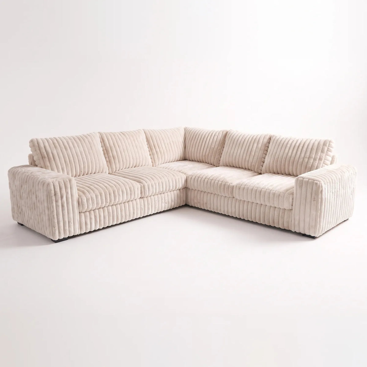 Three-Piece L-Shaped Sectional - Minky Sand - studio photo on white #vera_main