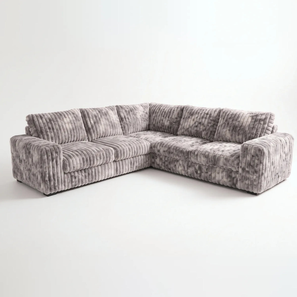 Three-Piece L-Shaped Sectional - Minky Stone - studio photo on white #vera_main