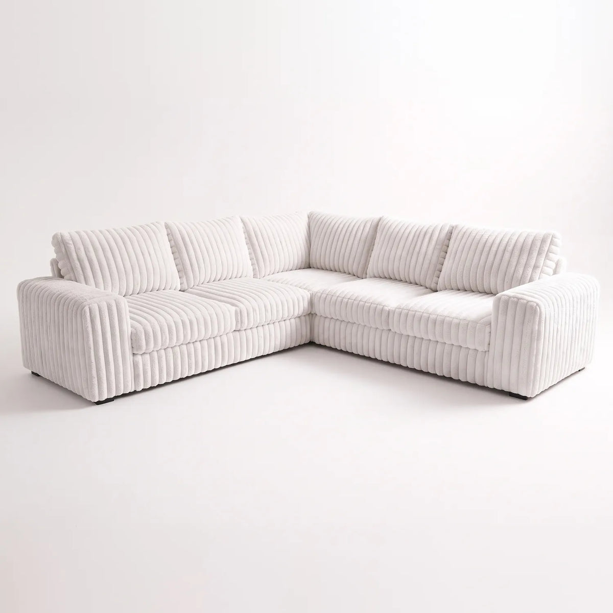 Three-Piece L-Shaped Sectional - Minky White - studio photo on white #vera_main