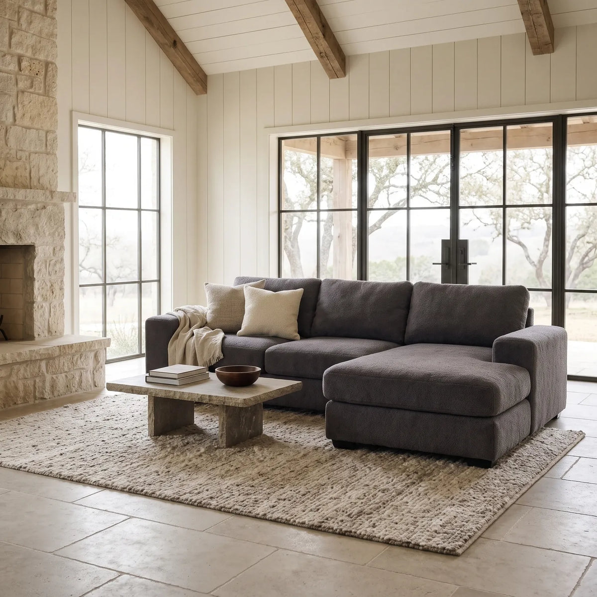 Two-Piece Chaise Sectional - Cuddle Charcoal Oversized - hero #Orientation_Right-Hand Facing