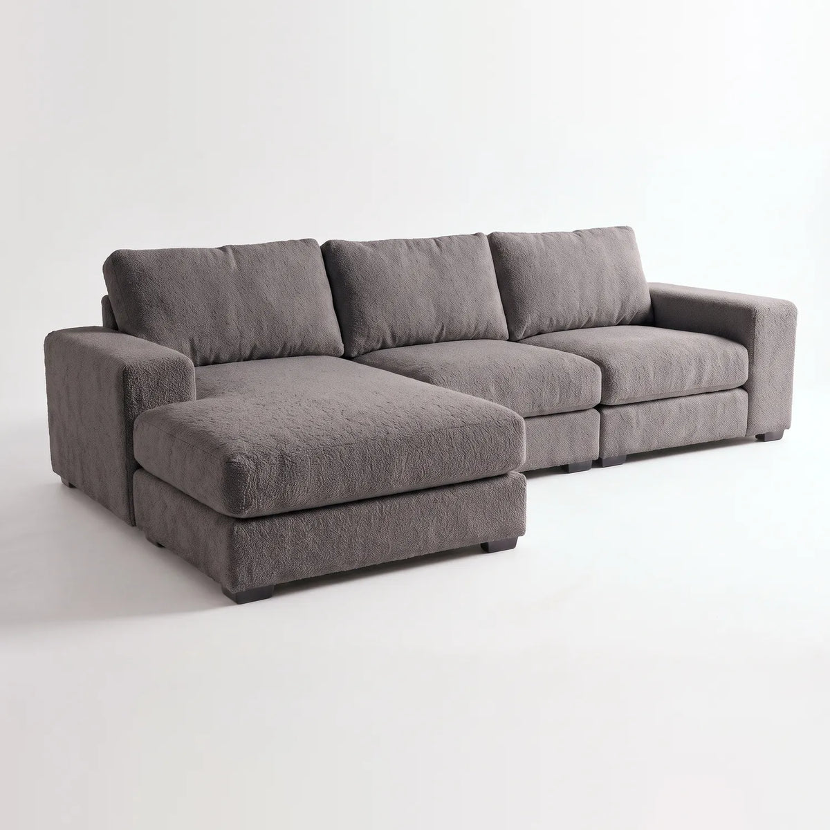 Two-Piece Chaise Sectional - Cuddle Charcoal Oversized - studio photo on white #Orientation_Left-Hand Facing