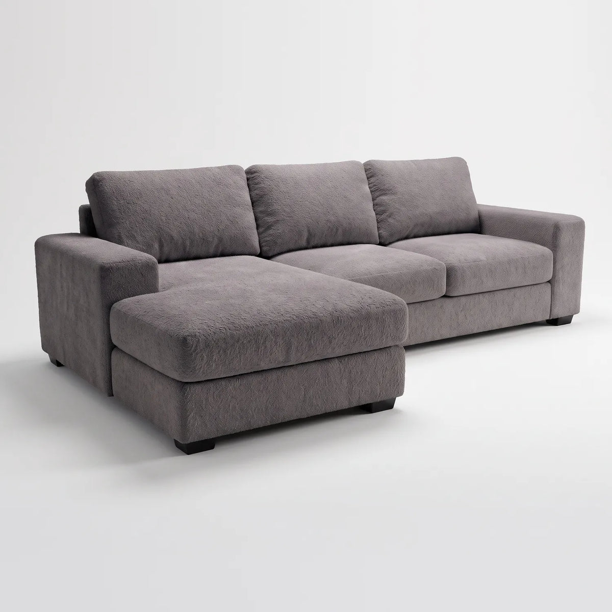 Two-Piece Chaise Sectional - Cuddle Charcoal - studio photo on white #Orientation_Left-Hand Facing