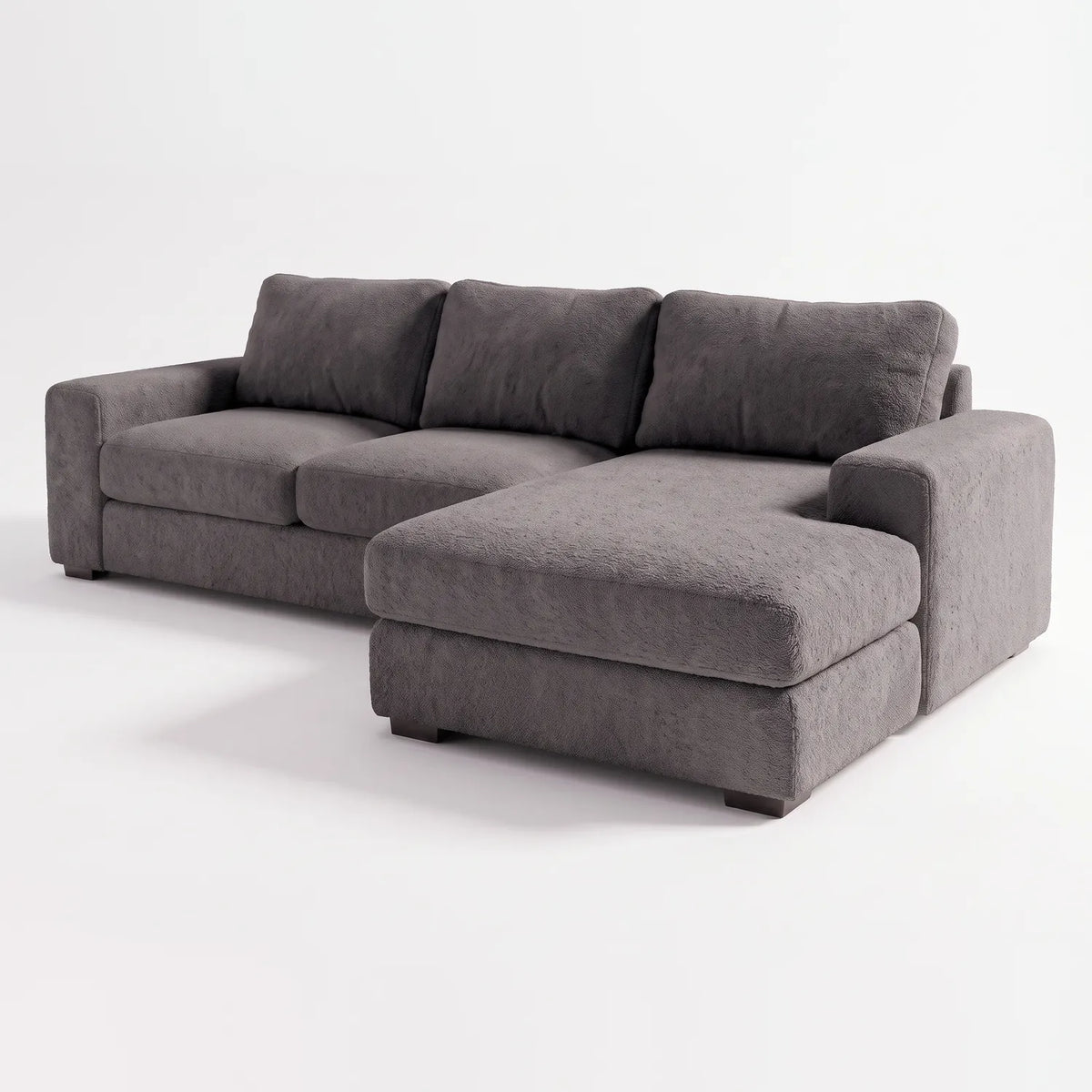 Two-Piece Chaise Sectional - Cuddle Charcoal - studio photo on white #Orientation_Right-Hand Facing #vera_main