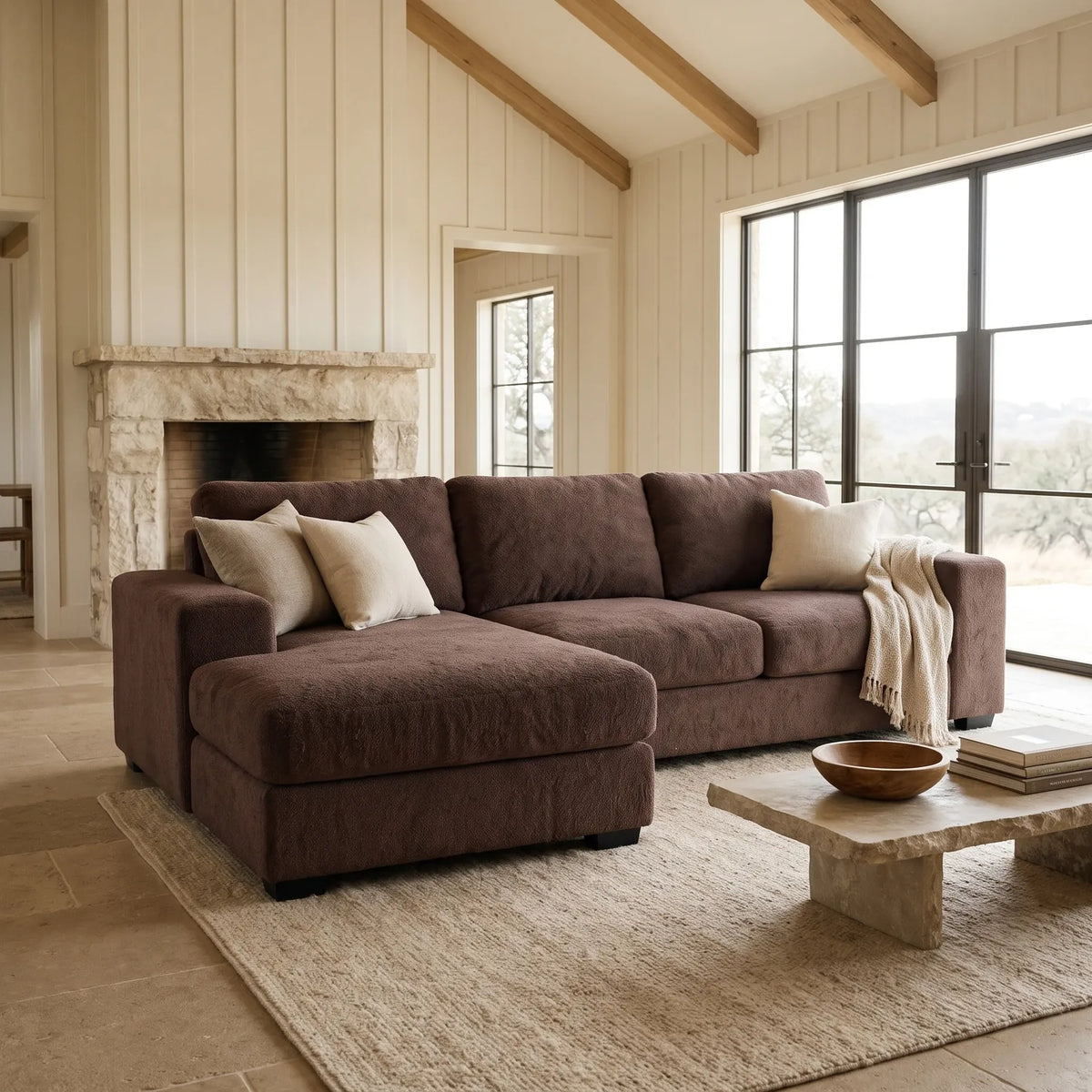 Two-Piece Chaise Sectional - Cuddle Chocolate - hero #Orientation_Left-Hand Facing