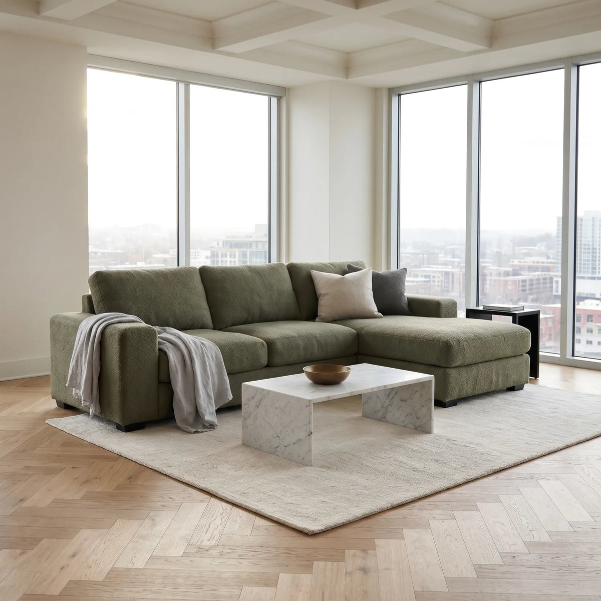 Two-Piece Chaise Sectional - Cuddle Moss Oversized - hero #Orientation_Right-Hand Facing