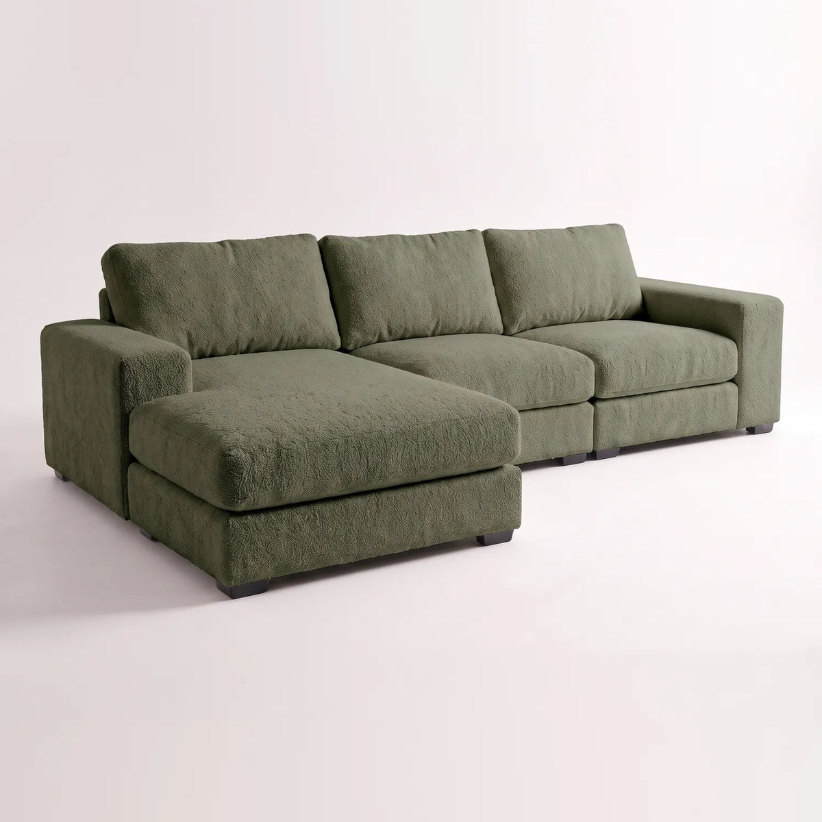 Two-Piece Chaise Sectional - Cuddle Moss Oversized - studio photo on white #Orientation_Left-Hand Facing