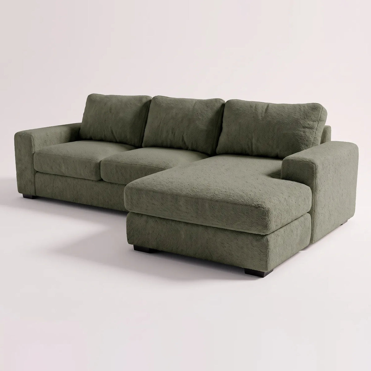 Two-Piece Chaise Sectional - Cuddle Moss - studio photo on white #Orientation_Right-Hand Facing #vera_main