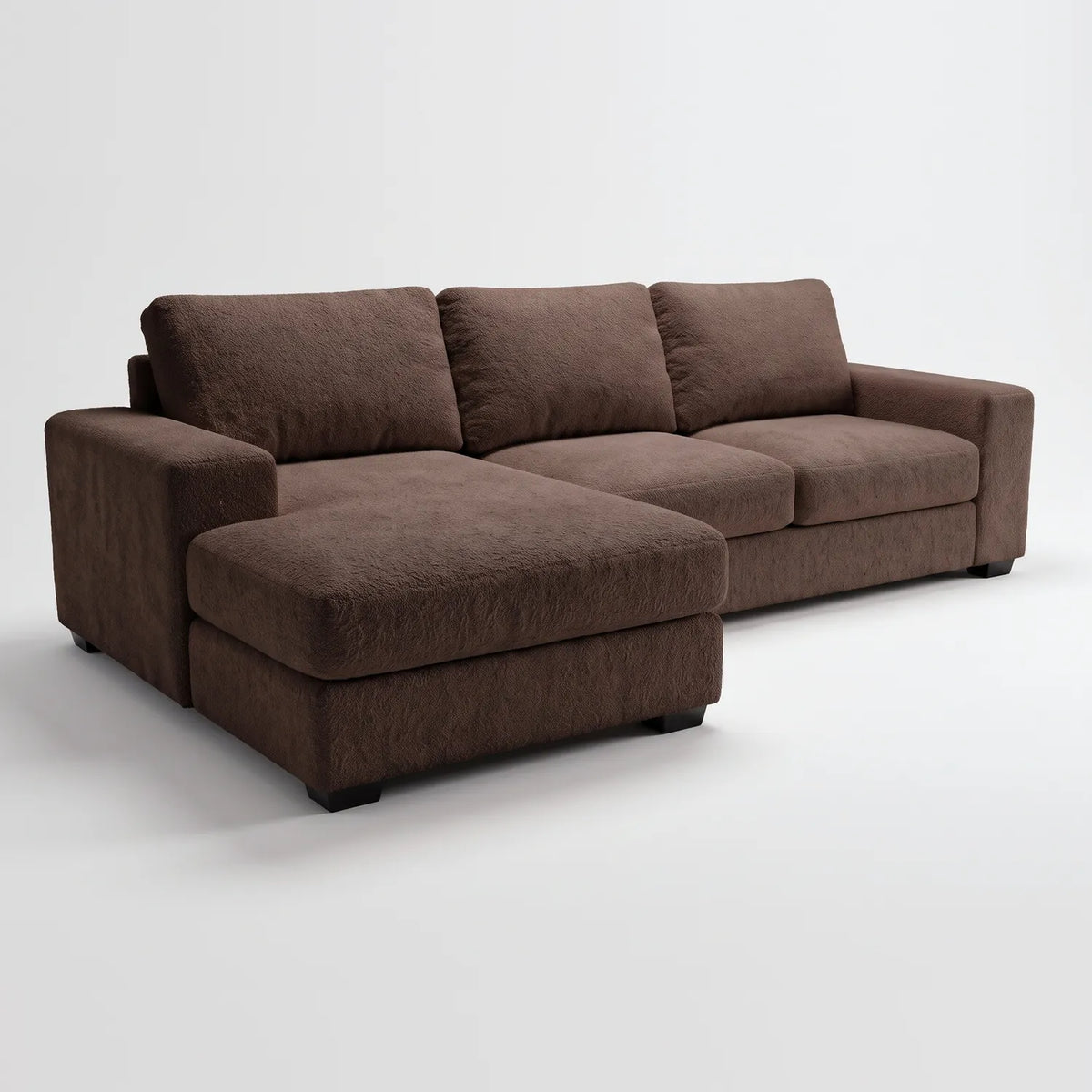 Two-Piece Chaise Sectional - Cuddle Umber - studio photo on white #Orientation_Left-Hand Facing