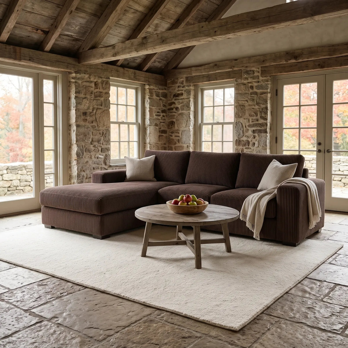 Two-Piece Chaise Sectional - Mini Minky Chocolate Oversized - hero #Orientation_Left-Hand Facing