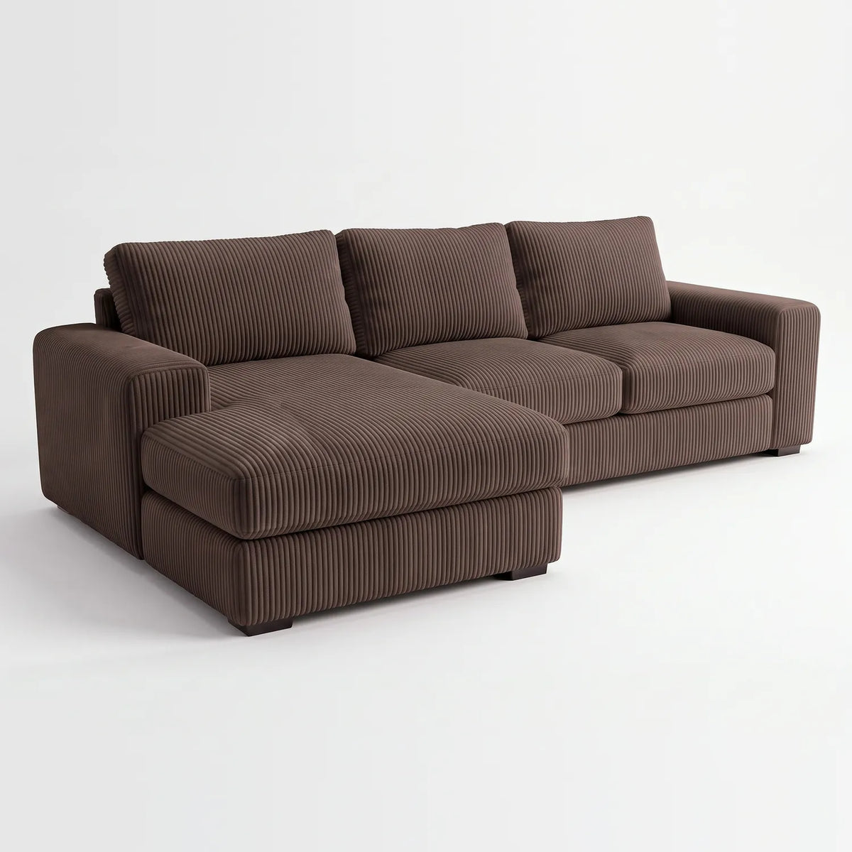 Two-Piece Chaise Sectional - Mini Minky Chocolate Oversized - studio photo on white #Orientation_Left-Hand Facing