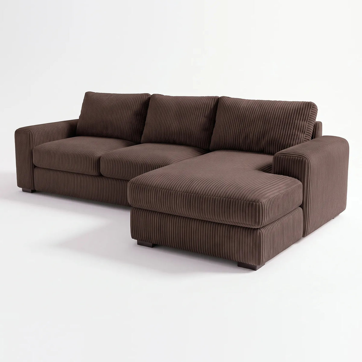 Two-Piece Chaise Sectional - Mini Minky Chocolate Oversized - studio photo on white #Orientation_Right-Hand Facing #vera_main