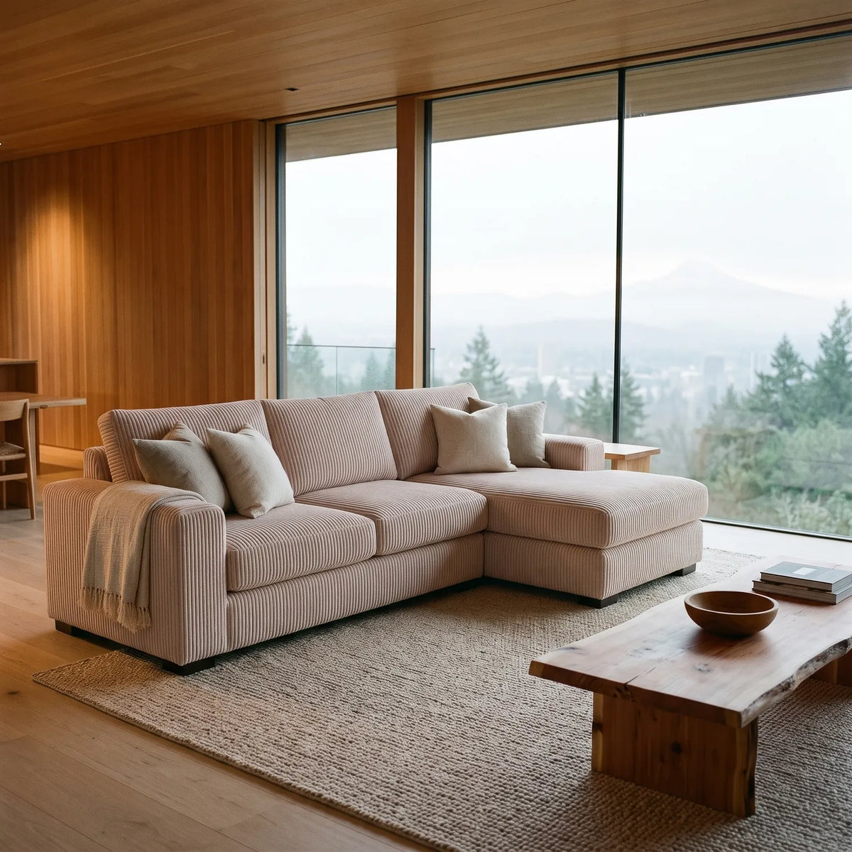 Two-Piece Chaise Sectional - Mini Minky Cream Oversized - hero #Orientation_Right-Hand Facing