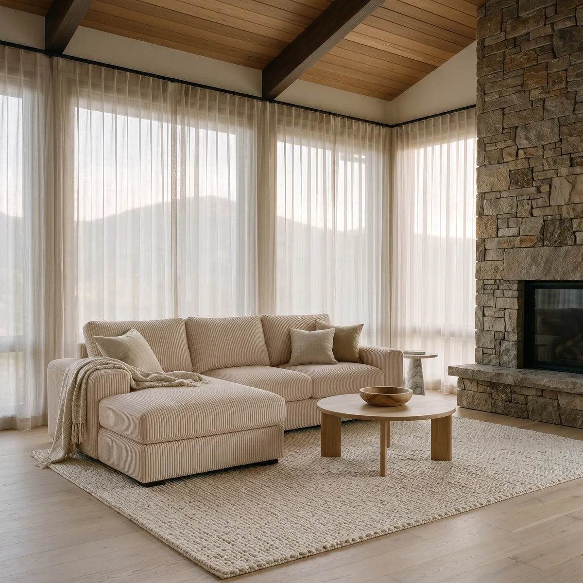 Two-Piece Chaise Sectional - Mini Minky Cream