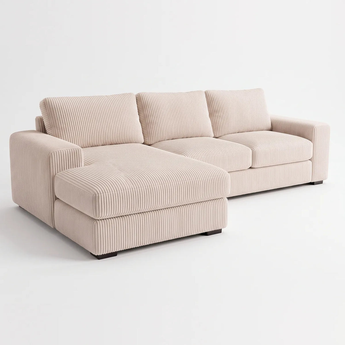 Two-Piece Chaise Sectional - Mini Minky Cream - studio photo on white #Orientation_Left-Hand Facing