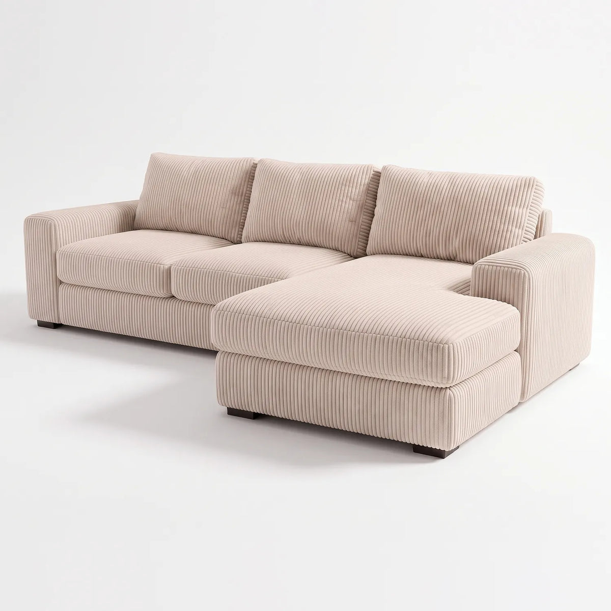 Two-Piece Chaise Sectional - Mini Minky Cream - studio photo on white #Orientation_Right-Hand Facing #vera_main