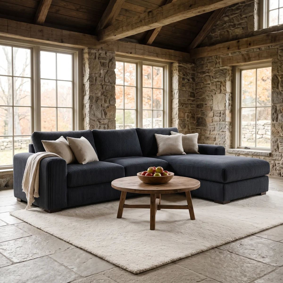 Two-Piece Chaise Sectional - Mini Minky Midnight Oversized - hero #Orientation_Right-Hand Facing
