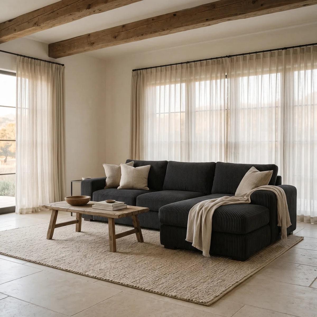 Two-Piece Chaise Sectional - Mini Minky Midnight - hero #Orientation_Right-Hand Facing