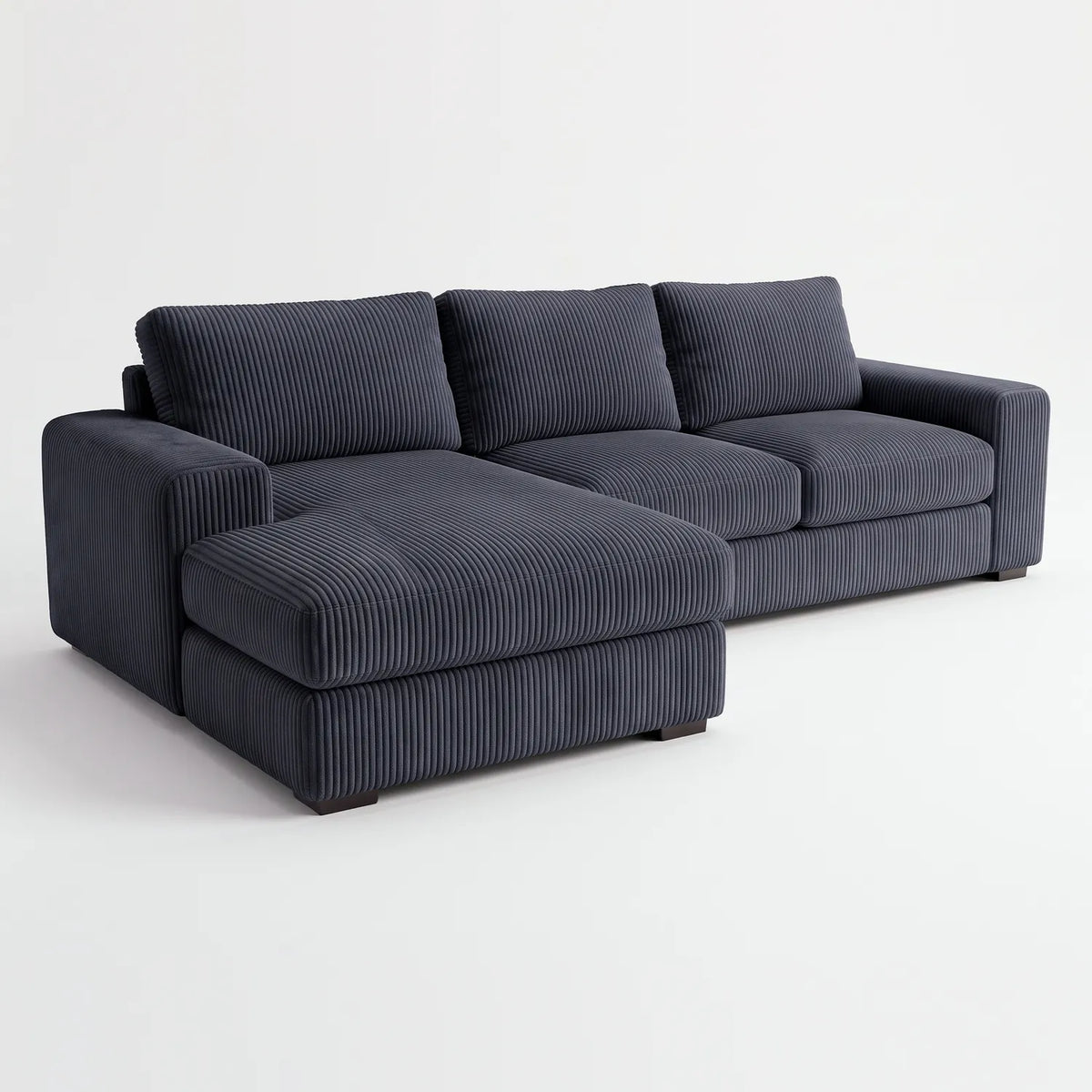 Two-Piece Chaise Sectional - Mini Minky Midnight - studio photo on white #Orientation_Left-Hand Facing
