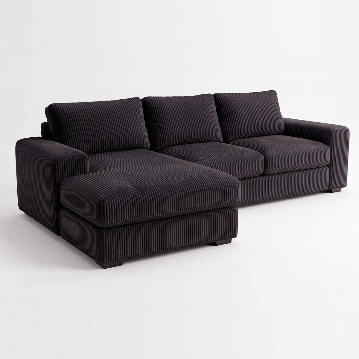Two-Piece Chaise Sectional - Mini Minky Onyx Oversized - studio photo on white #Orientation_Left-Hand Facing