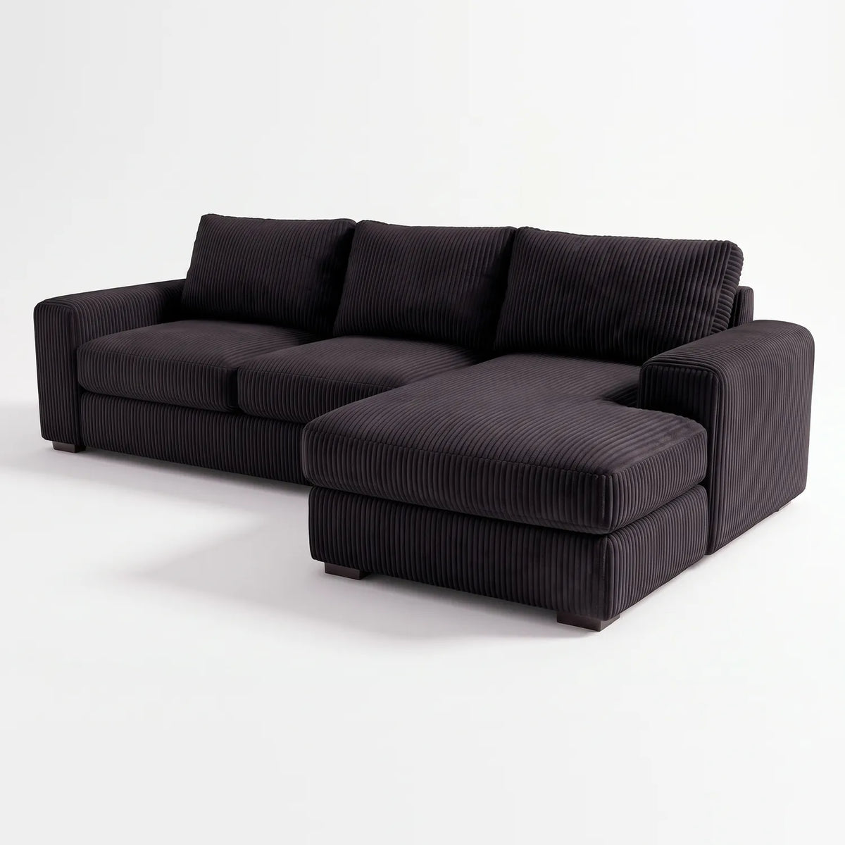 Two-Piece Chaise Sectional - Mini Minky Onyx Oversized - studio photo on white #Orientation_Right-Hand Facing #vera_main